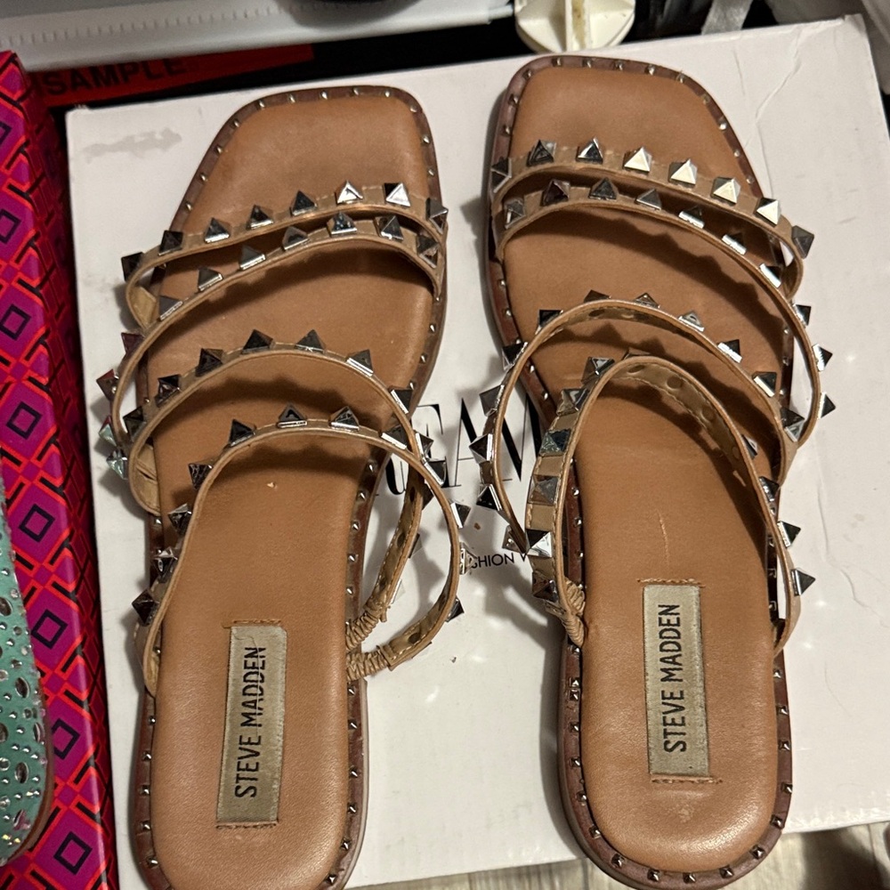 Steve Madden Brown Studded Sandals